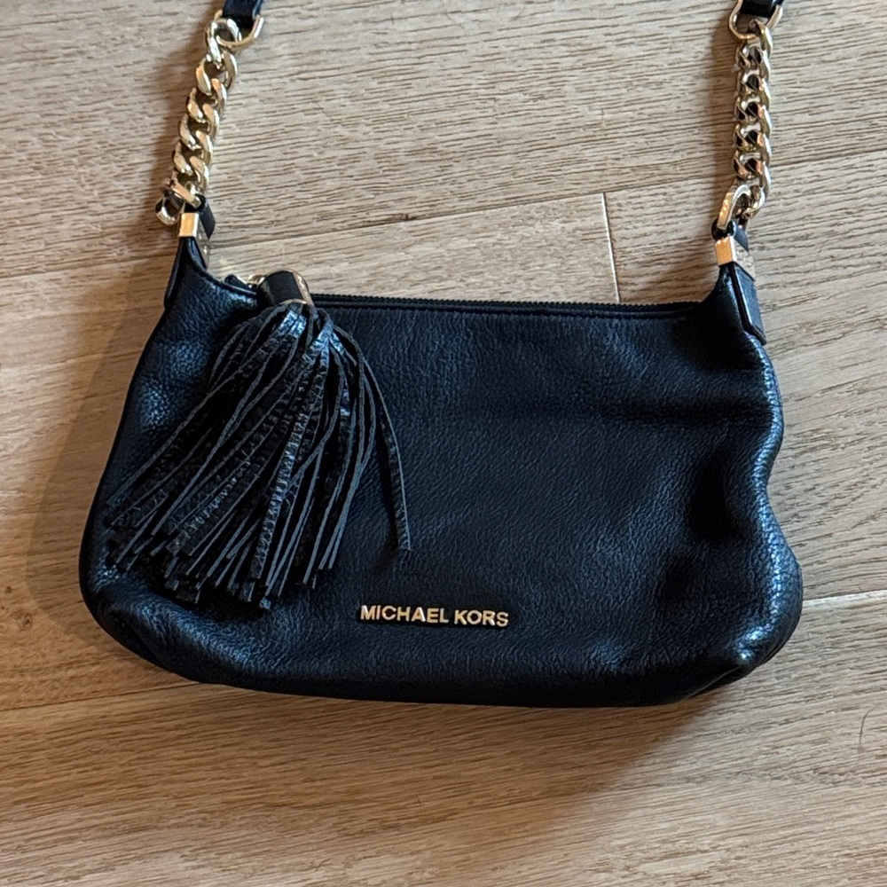 Michael Kors Black Crossbody Bag with Gold Chain & Tassel